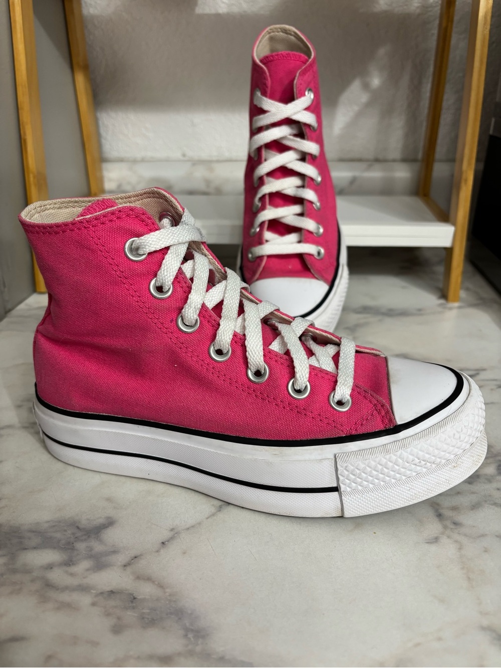 Converse High-Top Canvas Sneakers in Bright Pink